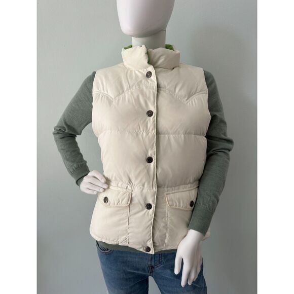 American Eagle Puffer Vest Reversible White Green Quilted Down Outerwear size - Picture 3 of 12